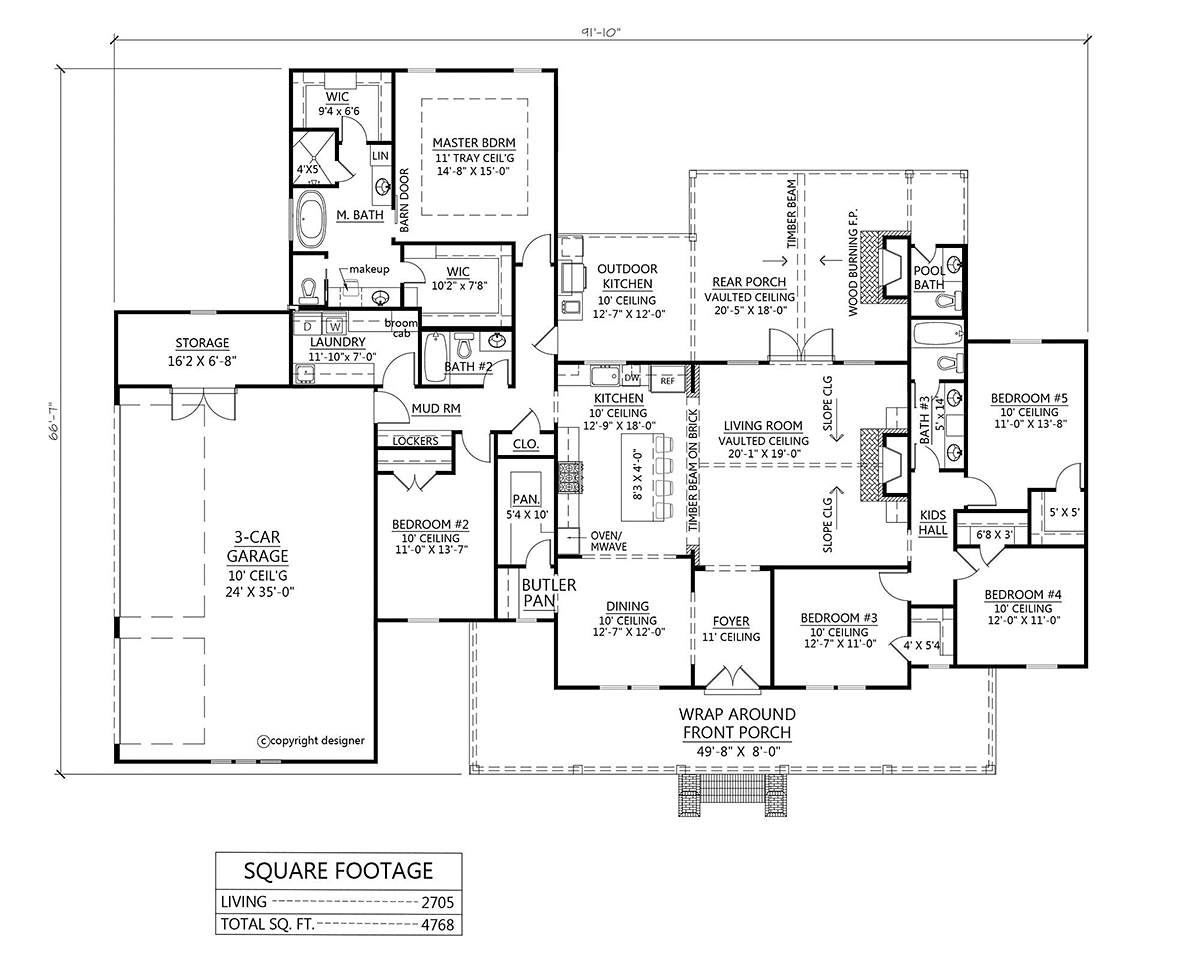 Country Farmhouse Level One of Plan 41406