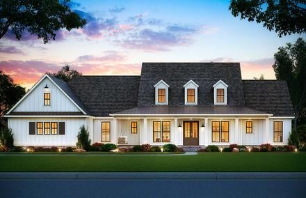 Country, Farmhouse, New American Style House Plan 41406 with 5 Beds, 4 Baths, 3 Car Garage