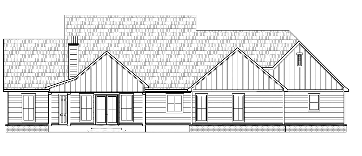 Country, Farmhouse House Plan 41406 with 5 Beds, 4 Baths, 3 Car Garage Rear Elevation