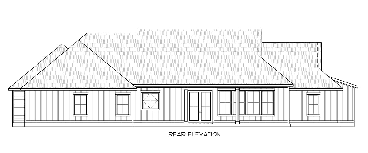 Country Farmhouse New American Style Southern Rear Elevation of Plan 41407