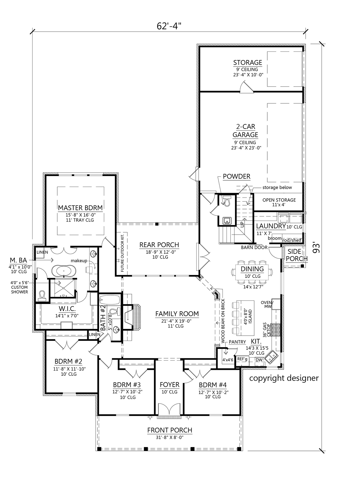 Acadian Colonial Country Traditional Level One of Plan 41410