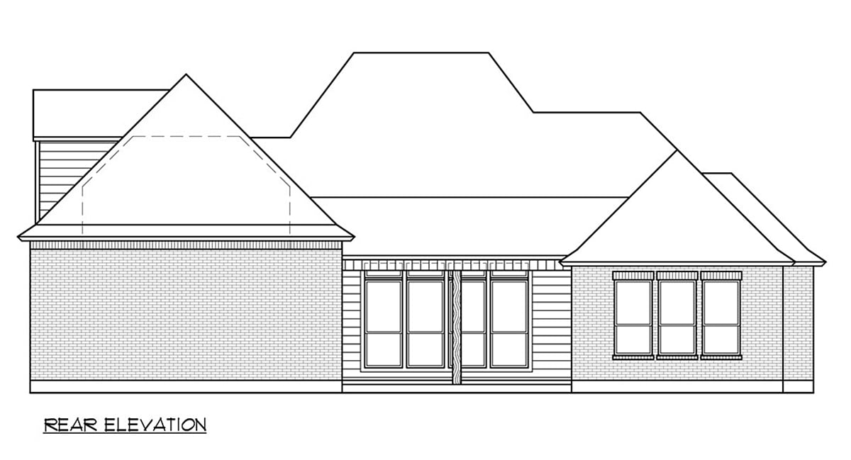 Acadian Colonial Country Traditional Rear Elevation of Plan 41410