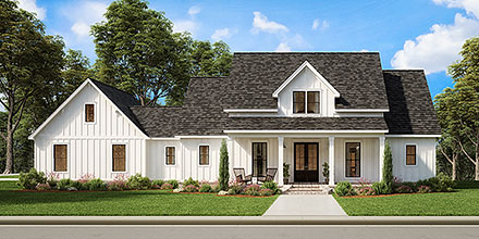 Acadian Colonial Southern Traditional Elevation of Plan 41411