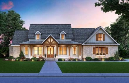 Cottage Country Craftsman Farmhouse Elevation of Plan 41413
