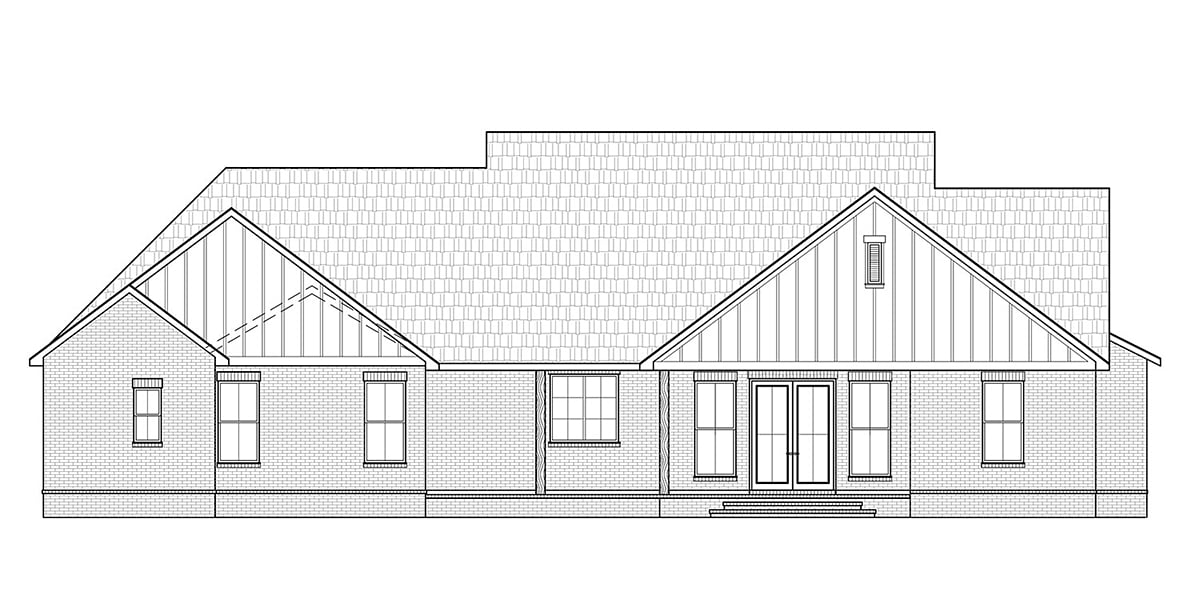 Cottage, Country, Craftsman, Farmhouse House Plan 41413 with 3 Beds, 3 Baths, 2 Car Garage Rear Elevation