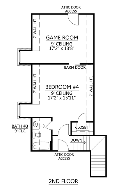 House Plan 41414 Second Level Plan