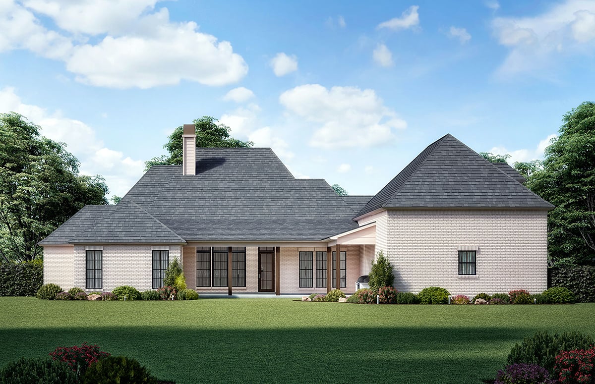 Acadian European French Country Rear Elevation of Plan 41414