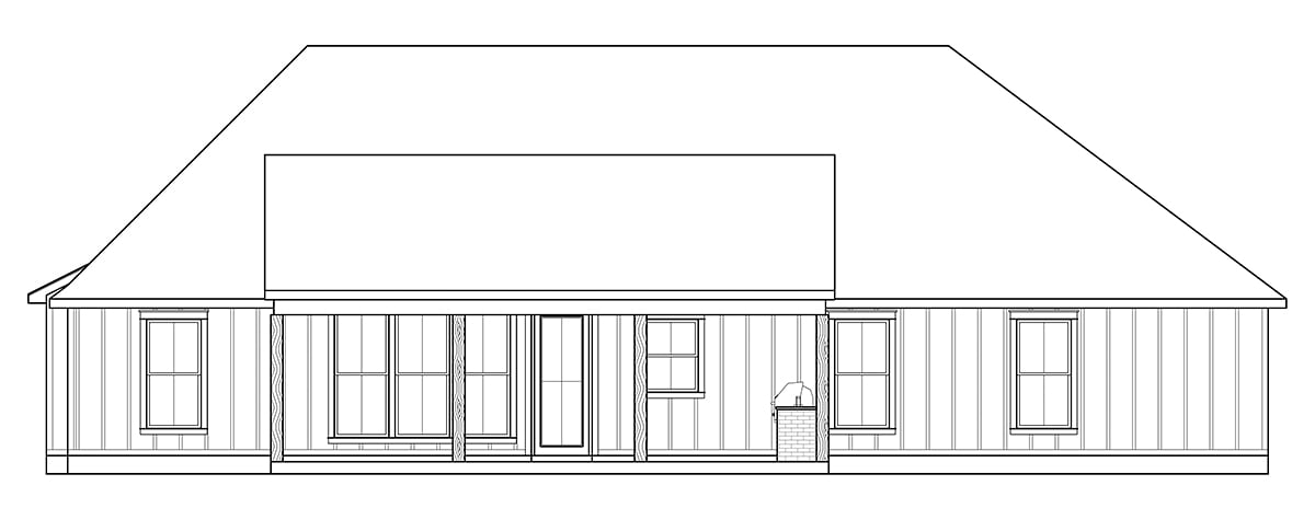 Craftsman, Farmhouse House Plan 41416 with 4 Beds, 2 Baths, 2 Car Garage Rear Elevation