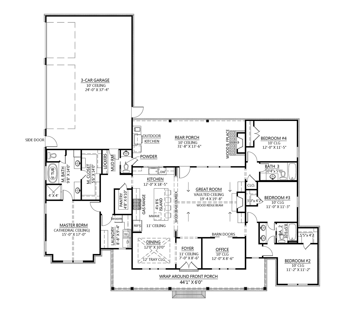 Country Farmhouse Level One of Plan 41418