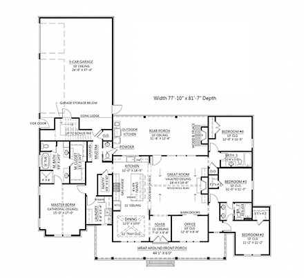 House Plan 41418 First Level Plan