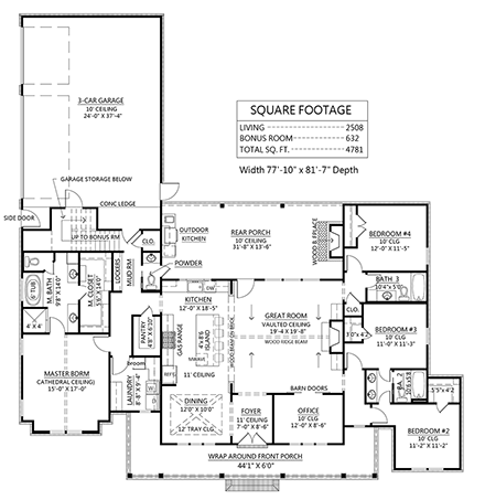 House Plan 41419 First Level Plan
