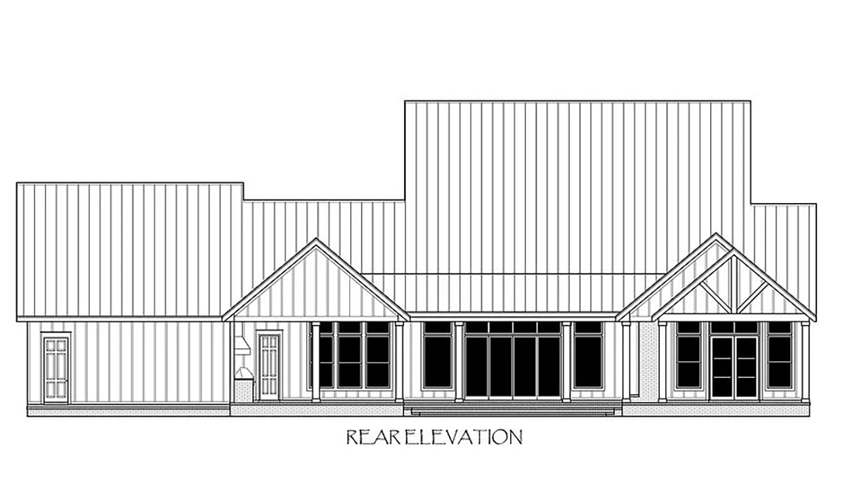 Country Farmhouse Rear Elevation of Plan 41420