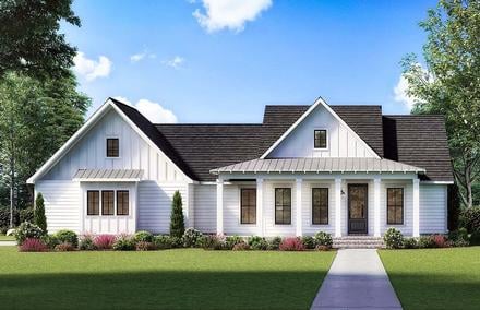 Country Farmhouse New American Style Southern Elevation of Plan 41422