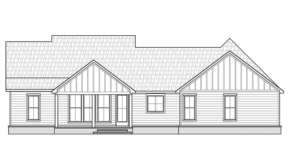 Country Farmhouse New American Style Southern Rear Elevation of Plan 41422