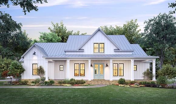 Country, Farmhouse House Plan 41423 with 4 Beds, 3 Baths, 2 Car Garage Elevation