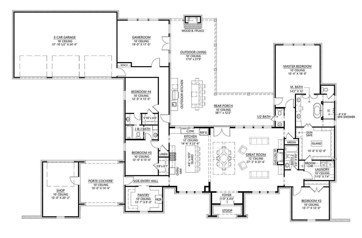 Southwestern Style Home Plans   41427 1l 