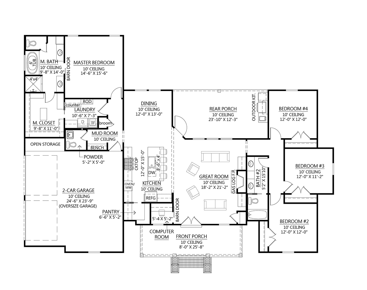 Country Farmhouse Level One of Plan 41429