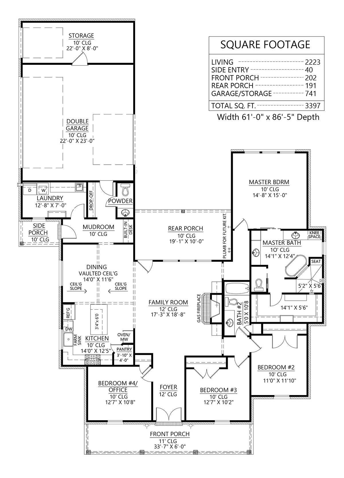 Acadian Colonial French Country Level One of Plan 41430