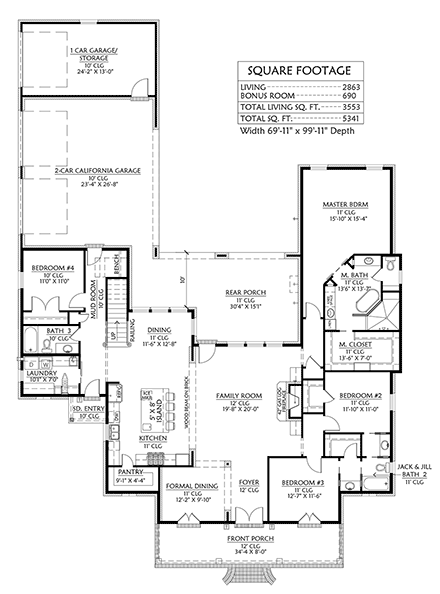 House Plan 41431 First Level Plan