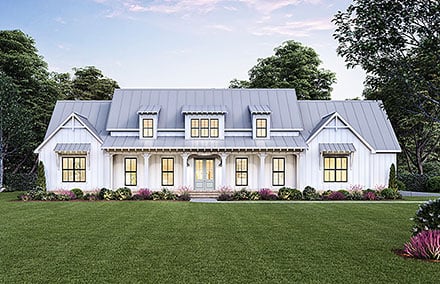 Craftsman, Farmhouse, New American Style House Plan 41434 with 4 Beds, 4 Baths, 2 Car Garage