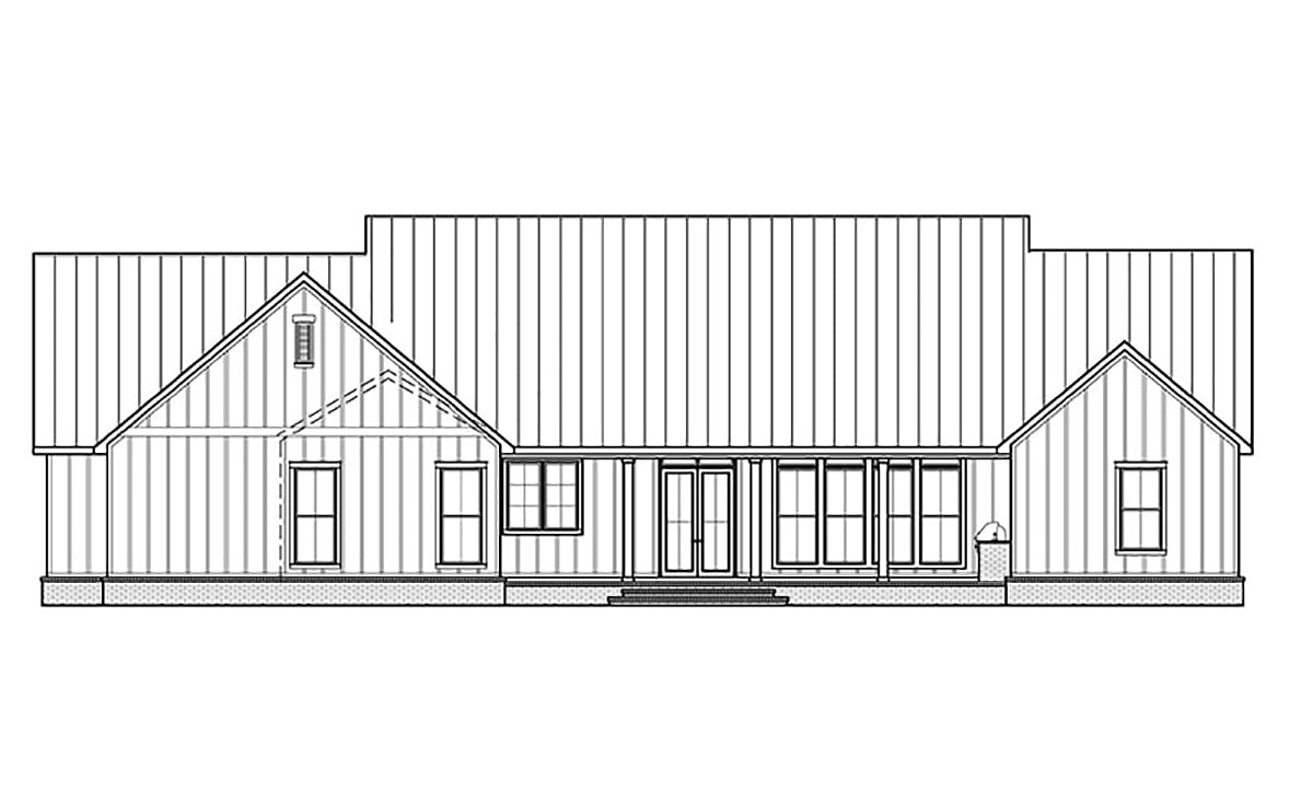 Craftsman Farmhouse Rear Elevation of Plan 41434