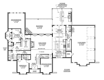 House Plan 41435 First Level Plan