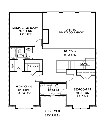 House Plan 41435 Second Level Plan