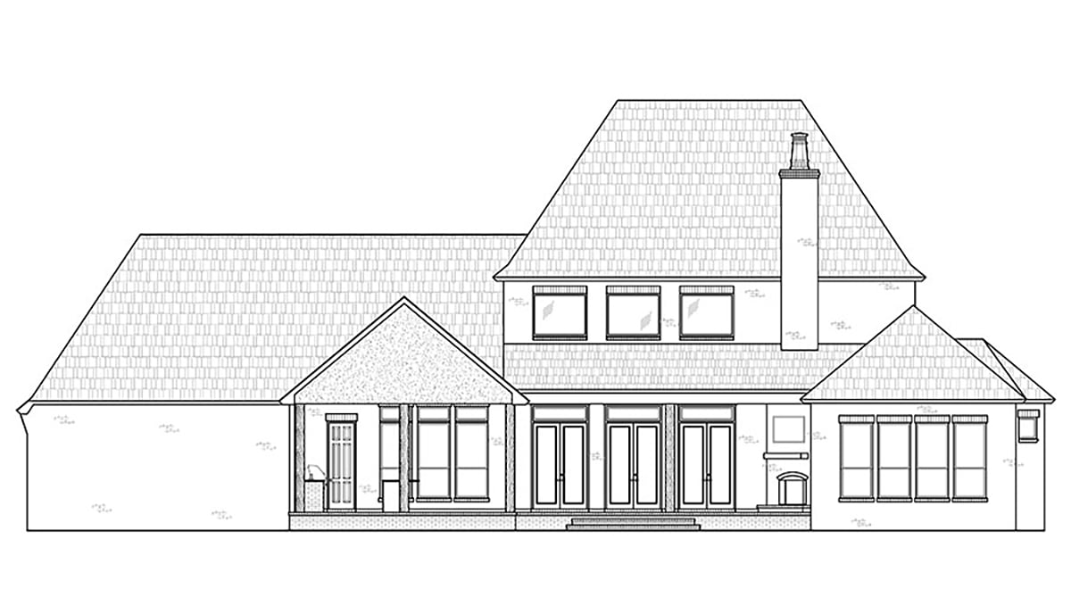 European French Country Rear Elevation of Plan 41435