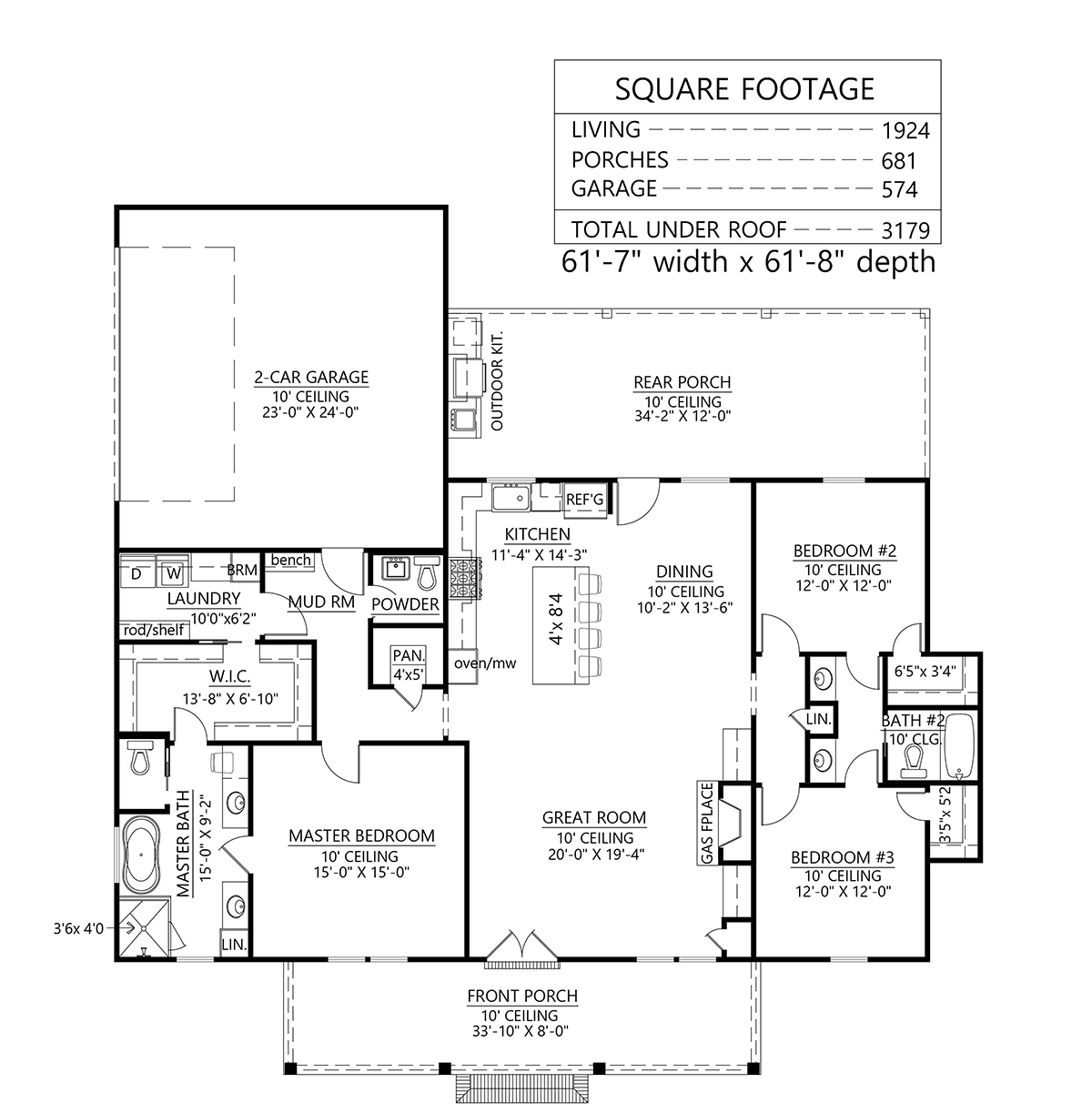 Country Craftsman Farmhouse New American Style Level One of Plan 41438