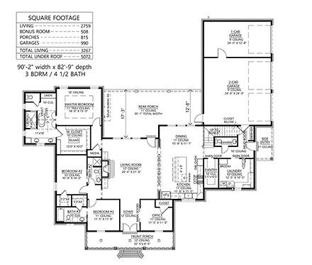 House Plan 41443 First Level Plan