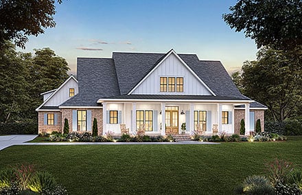 Farmhouse, New American Style, Southern House Plan 41444 with 4 Beds, 4 Baths, 3 Car Garage