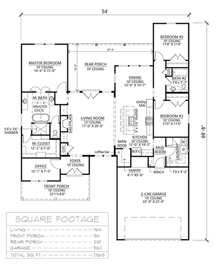 House Plan 41446 First Level Plan
