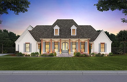 Acadian, French Country House Plan 41447 with 4 Beds, 4 Baths, 3 Car Garage
