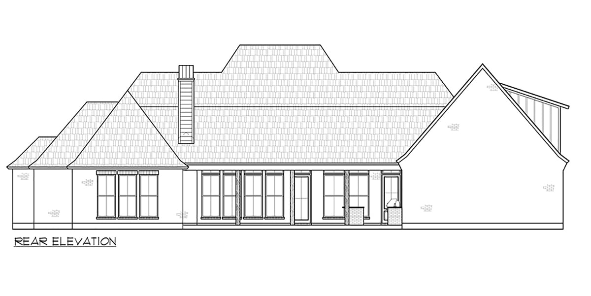 Acadian French Country Rear Elevation of Plan 41447