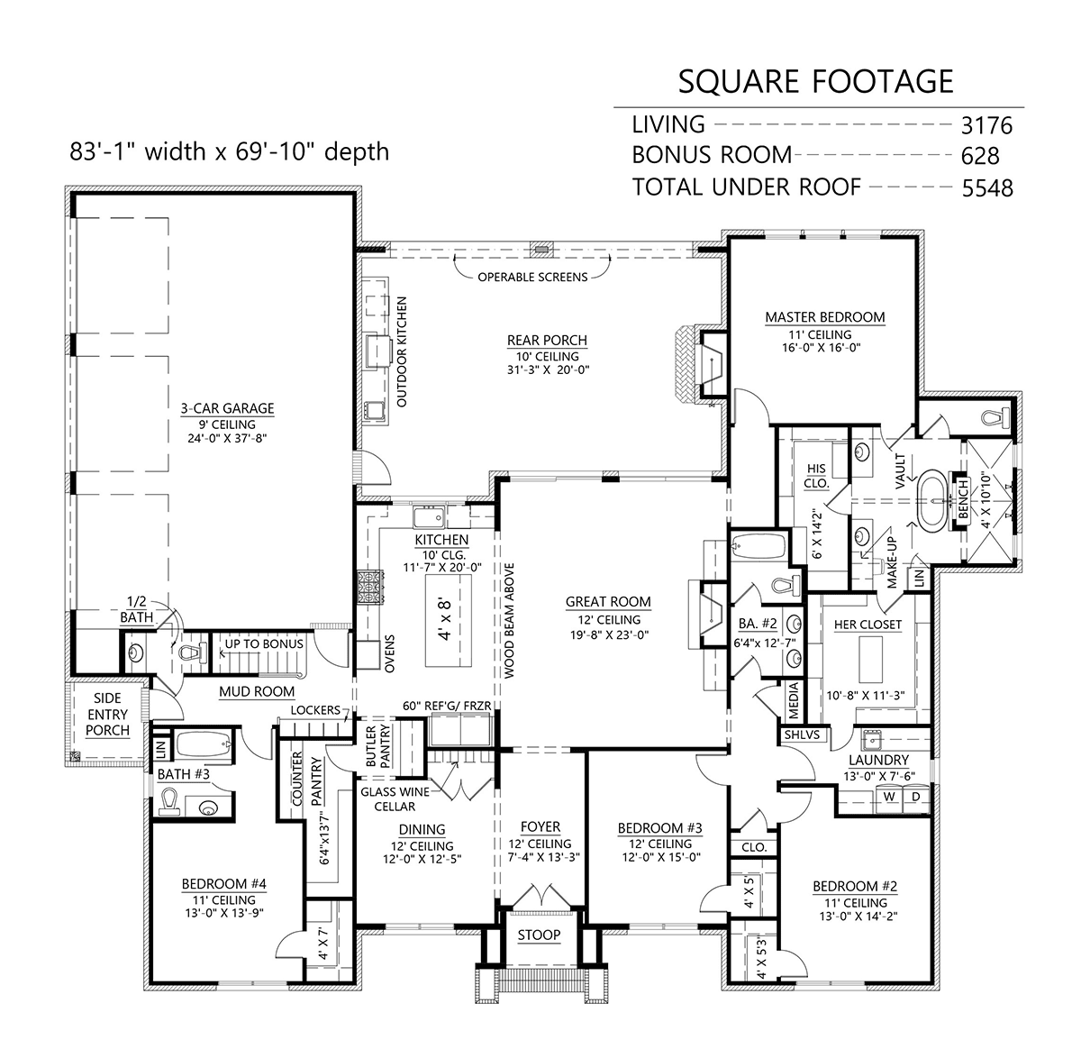 Acadian Contemporary Level One of Plan 41448