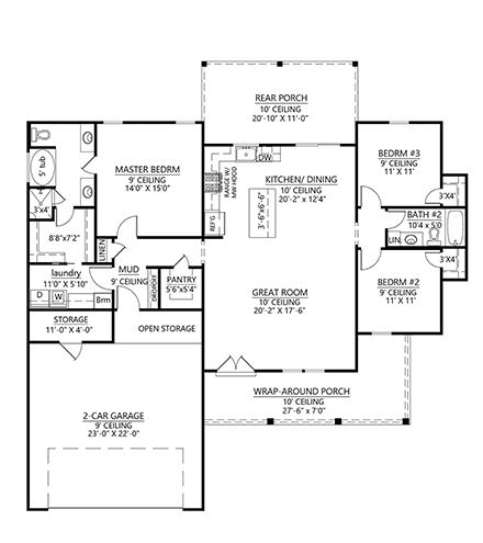 House Plan 41449 First Level Plan