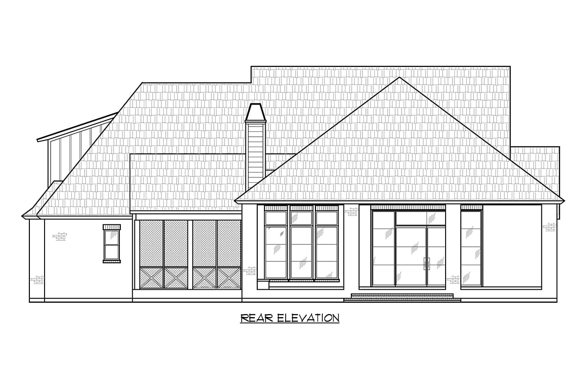 European French Country Modern Rear Elevation of Plan 41452