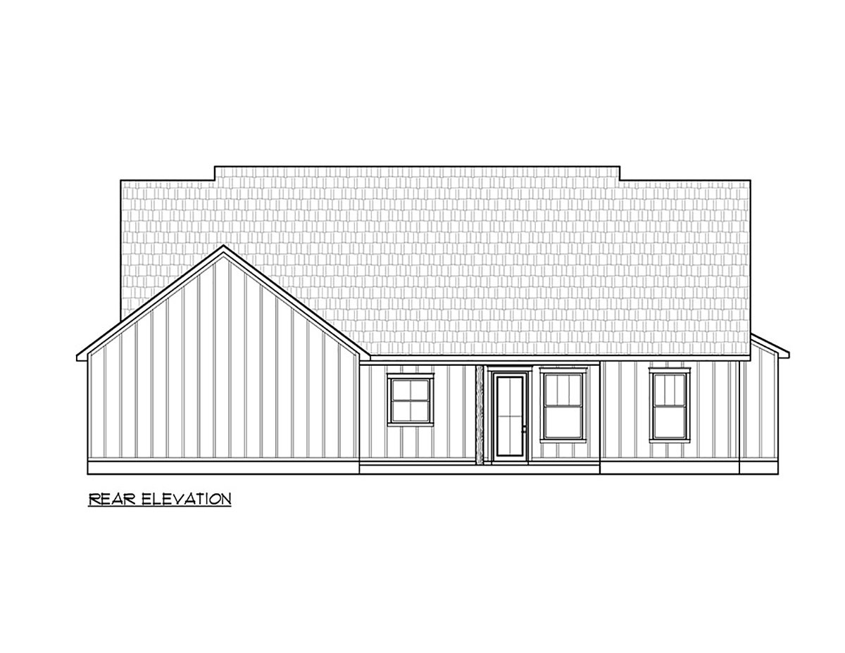 Country Farmhouse New American Style Rear Elevation of Plan 41453