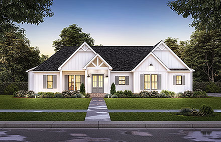 Country Farmhouse New American Style Elevation of Plan 41454