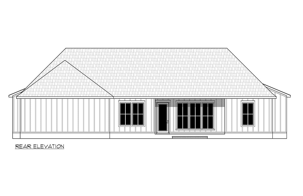 Country Farmhouse New American Style Rear Elevation of Plan 41454
