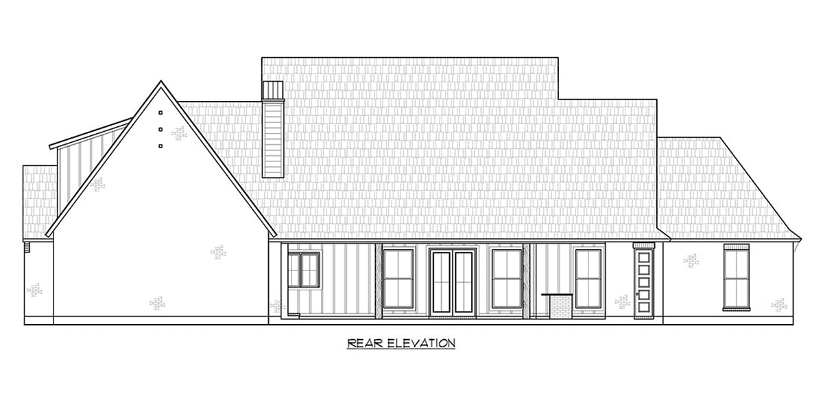 Country Farmhouse New American Style Rear Elevation of Plan 41455