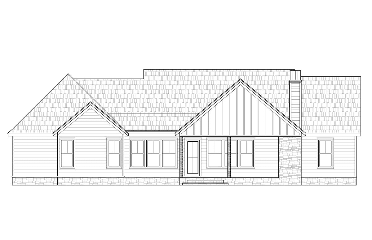 Bungalow Cottage Craftsman Rear Elevation of Plan 41457