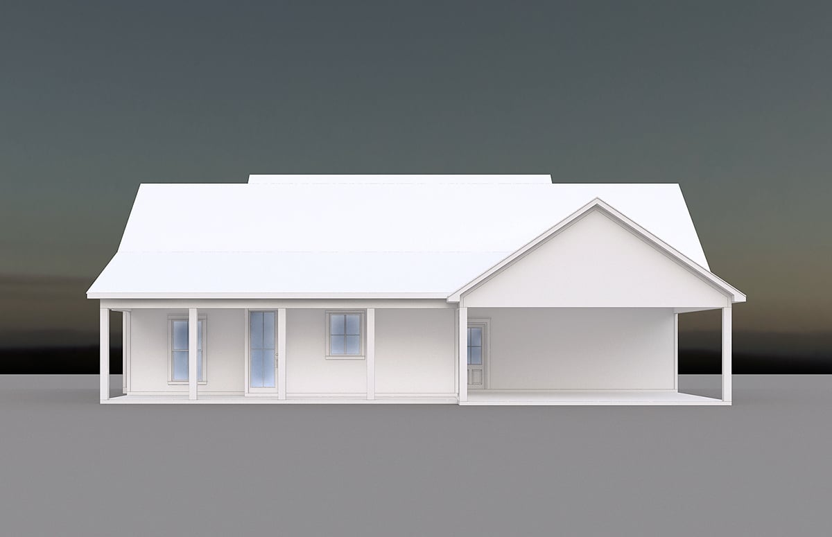 Country New American Style Ranch Rear Elevation of Plan 41459