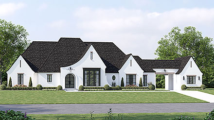 European, French Country, Traditional House Plan 41460 with 4 Beds, 5 Baths, 4 Car Garage