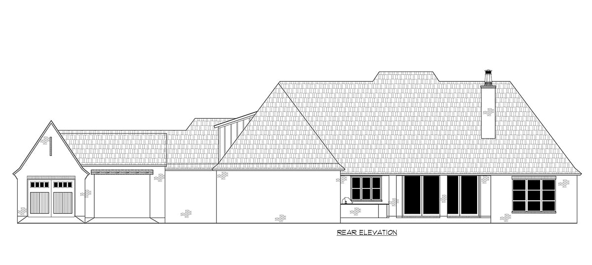 European French Country Traditional Rear Elevation of Plan 41460