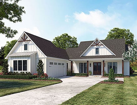 Farmhouse New American Style Ranch Elevation of Plan 41461