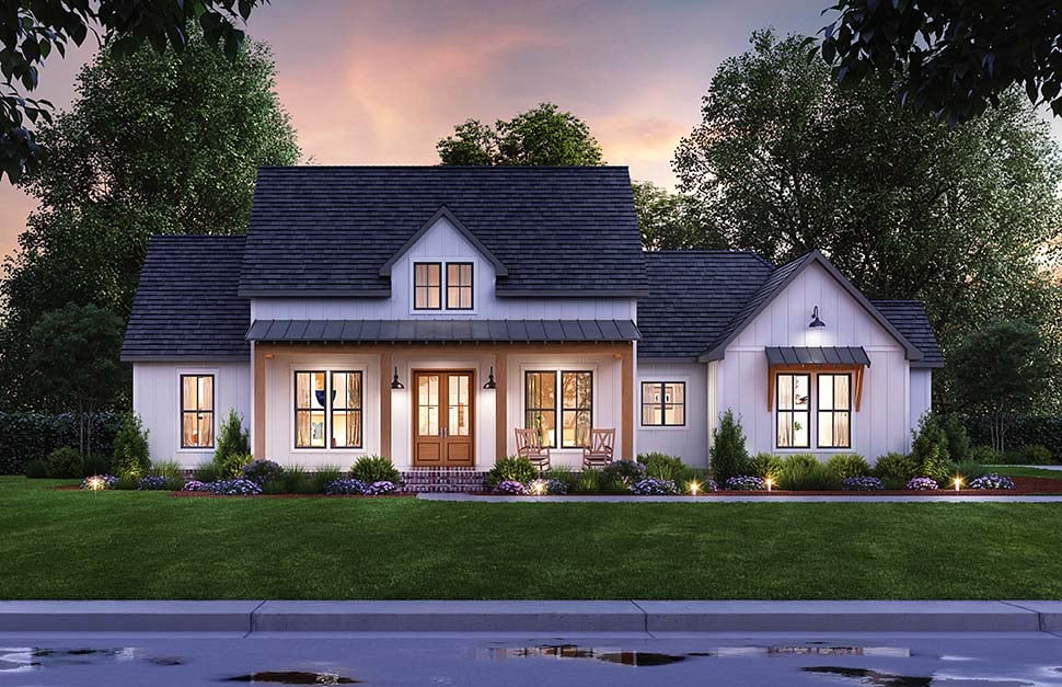 Craftsman, Farmhouse, New American Style Plan with 2291 Sq. Ft., 4 Bedrooms, 3 Bathrooms, 2 Car Garage Picture 3