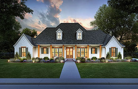 Acadian, Southern House Plan 41466 with 4 Beds, 5 Baths, 2 Car Garage