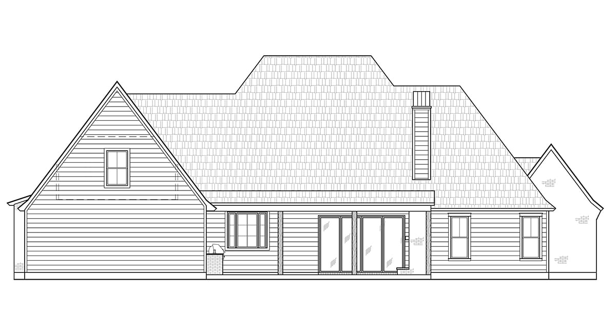 Acadian Southern Rear Elevation of Plan 41466