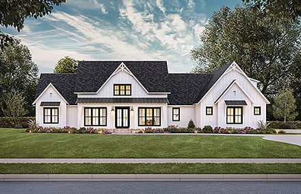 Farmhouse, New American Style, One-Story, Ranch House Plan 41467 with 4 Beds, 5 Baths, 3 Car Garage